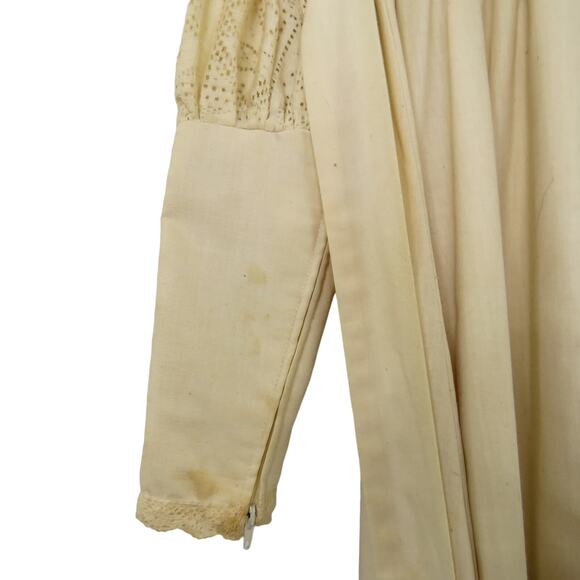 1970s Vintage Gunne Sax Prairie Dress Cream Lace Floral Embroidered Dress Medium - Picture 12 of 14